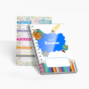 Agenda Escolar Infantil Capa Dura e Miolo Padrão em Sulfite 75g 14,5x20,5cm 4x0  Laminação Frente Wire-o Branco