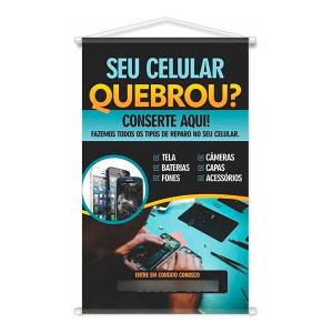 Banner 40x60 Lona 380gr 40x60cm 4x0 Brilho Bastão e Cordão 